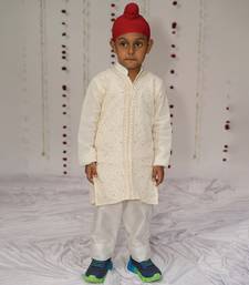 Ivory embroidered georgette kurta set