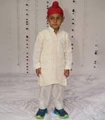 Ivory embroidered georgette kurta set