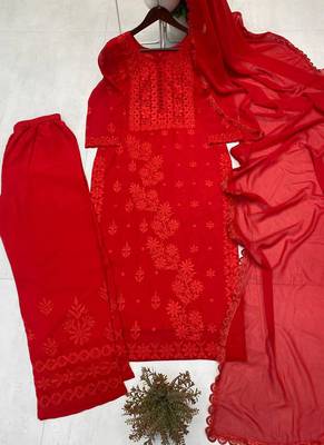 red georgette salwar suit dupatta 2