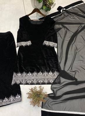 black velvet salwar suit dupatta 2