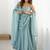sky blue crunch silk blend anarkali salwar suit dupatta