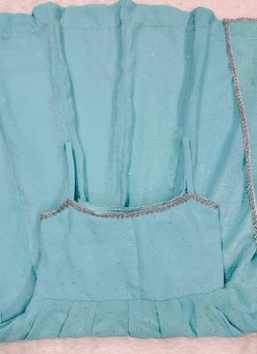sky blue crunch silk blend anarkali salwar suit dupatta 4