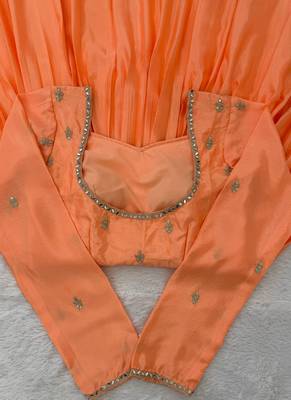 peach chinon anarkali salwar suit dupatta 2