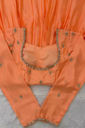 peach chinon anarkali salwar suit dupatta
