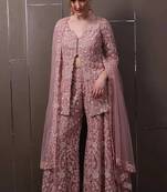 light pink faux georgette salwar suit dupatta