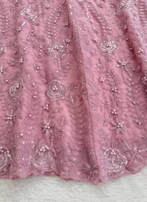 light pink faux georgette salwar suit dupatta 4