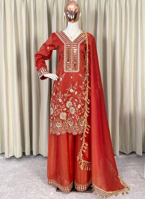 orange salwar suit dupatta 1