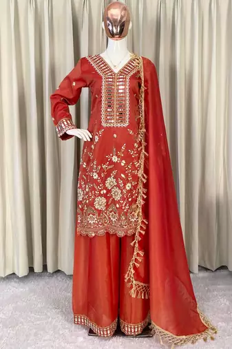 orange salwar suit dupatta