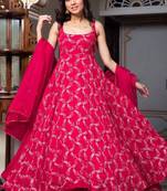 pink faux georgette anarkali salwar suit dupatta