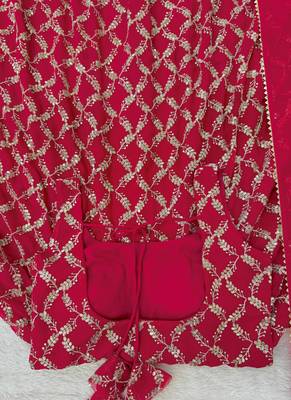 pink faux georgette anarkali salwar suit dupatta 4