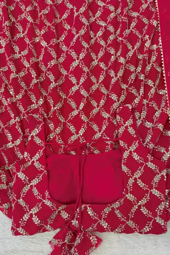 pink faux georgette anarkali salwar suit dupatta