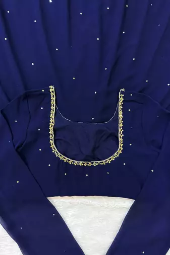 blue faux georgette anarkali salwar suit dupatta