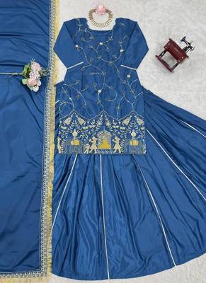 teal crepe silk blend salwar suit dupatta 2