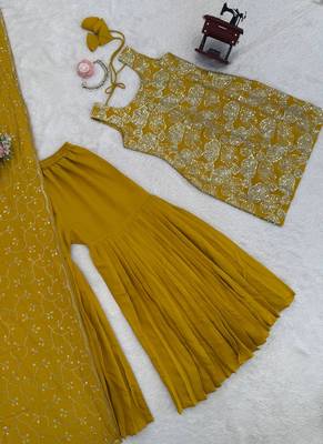 yellow silk blend salwar suit dupatta 3