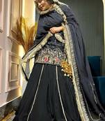 black crepe silk blend salwar suit dupatta