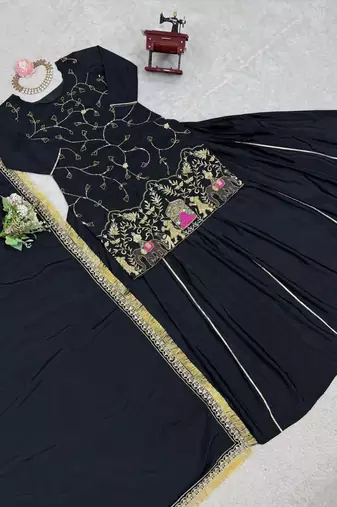black crepe silk blend salwar suit dupatta