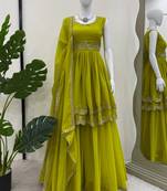 light green faux georgette salwar suit dupatta