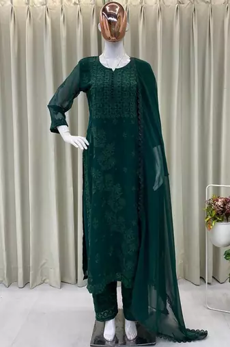 green georgette salwar suit dupatta