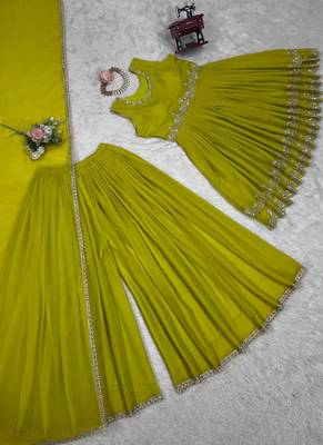 light green faux georgette salwar suit dupatta 4
