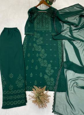 green georgette salwar suit dupatta 2