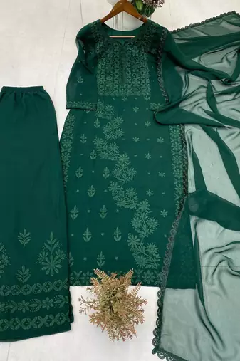 green georgette salwar suit dupatta