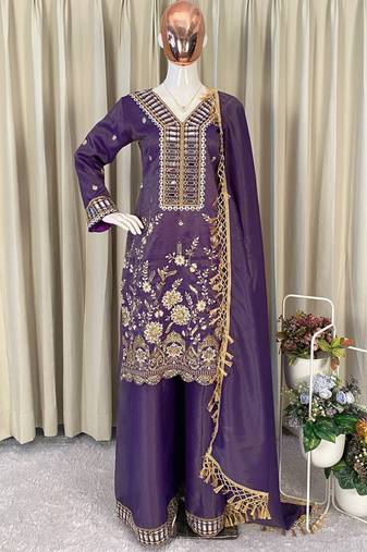purple salwar suit dupatta