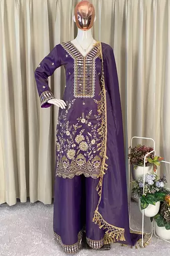 purple salwar suit dupatta