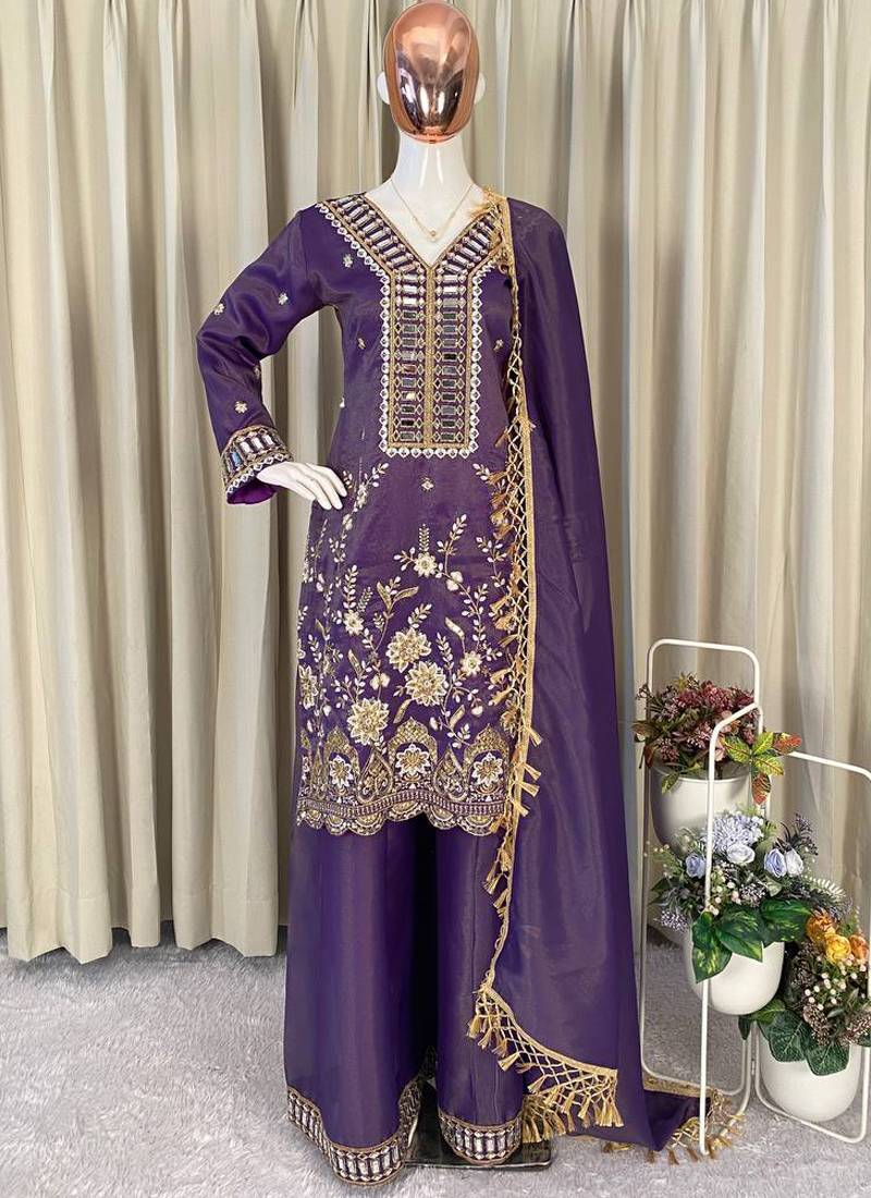 purple salwar suit dupatta