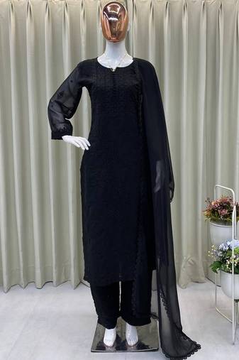 black georgette salwar suit dupatta