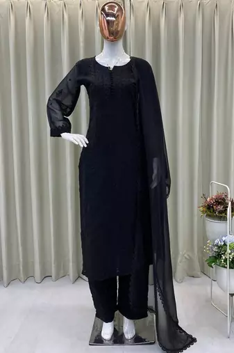 black georgette salwar suit dupatta
