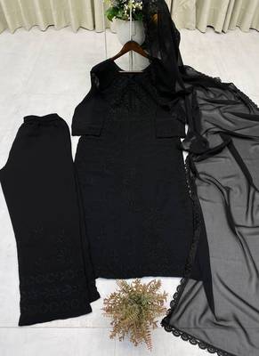 black georgette salwar suit dupatta 2