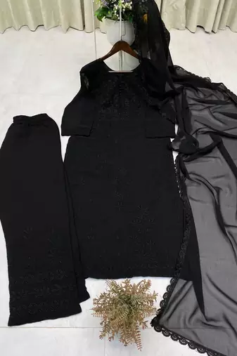 black georgette salwar suit dupatta