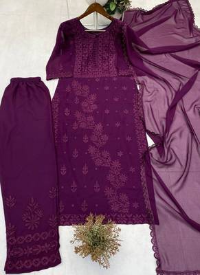 purple georgette salwar suit dupatta 2
