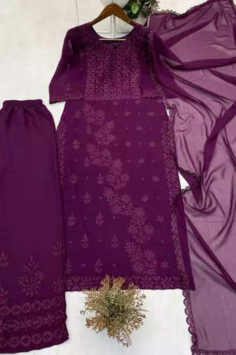 purple georgette salwar suit dupatta
