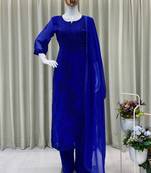 blue georgette salwar suit dupatta