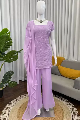 lavender faux georgette salwar suit dupatta
