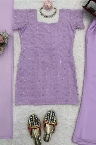 lavender faux georgette salwar suit dupatta