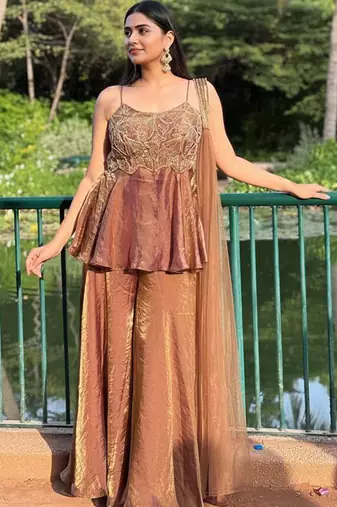 light brown salwar suit dupatta
