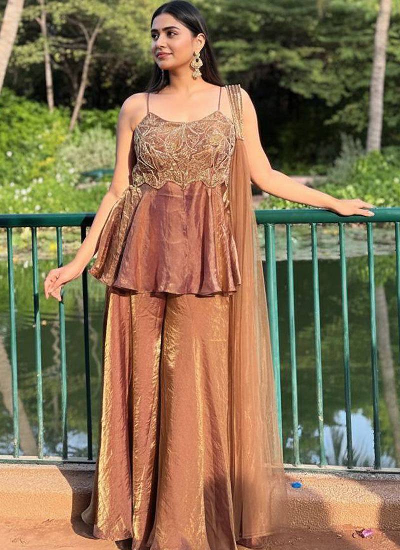 light brown salwar suit dupatta