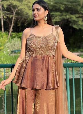 light brown salwar suit dupatta 3