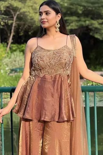 light brown salwar suit dupatta