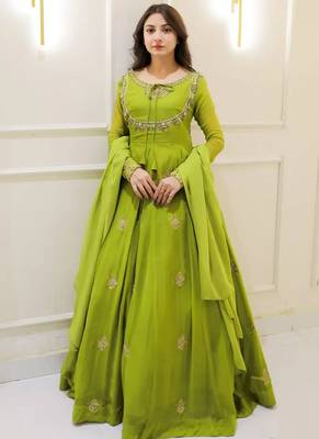 light green georgette anarkali dupatta 1