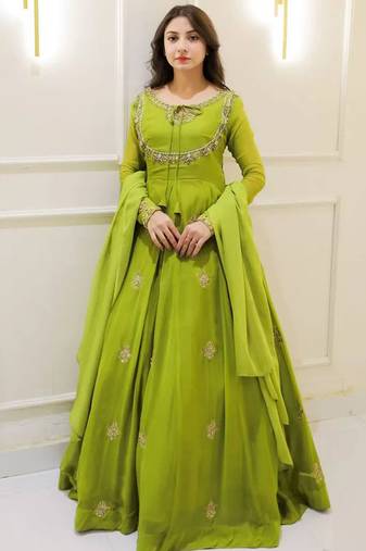 light green georgette anarkali dupatta