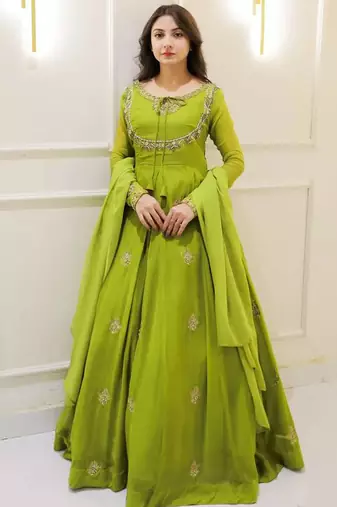 light green georgette anarkali dupatta