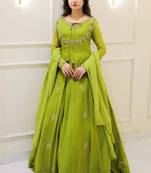 light green georgette anarkali dupatta