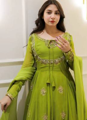 light green georgette anarkali dupatta 3