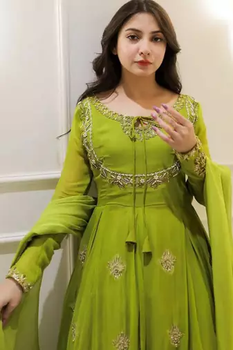 light green georgette anarkali dupatta