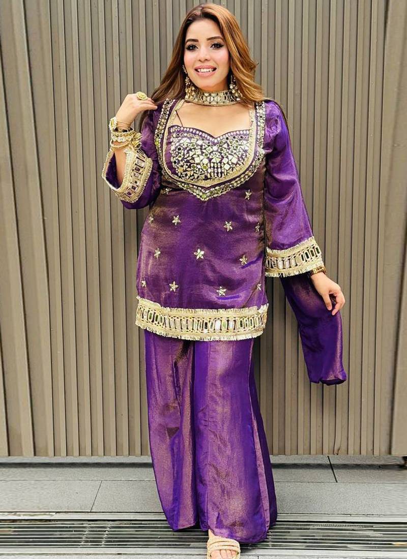 purple salwar suit dupatta