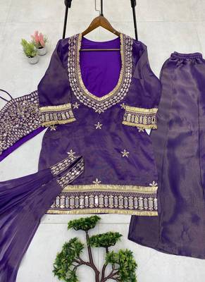 purple salwar suit dupatta 2
