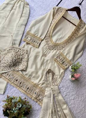 beige salwar suit dupatta 2